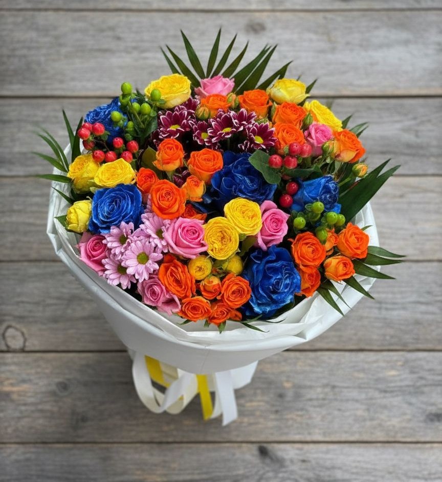 Букет цветов из: Розы и Хризантемы в Маришкино