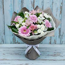 Букет цветов из:  Герберы, Альстромерии и Хризантемы #REPLACE_PRED# Маришкино