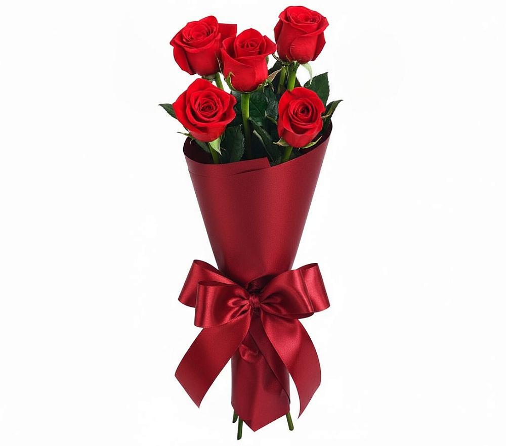 Букет 5 Красных роз Эдлесс Лав в Маришкино