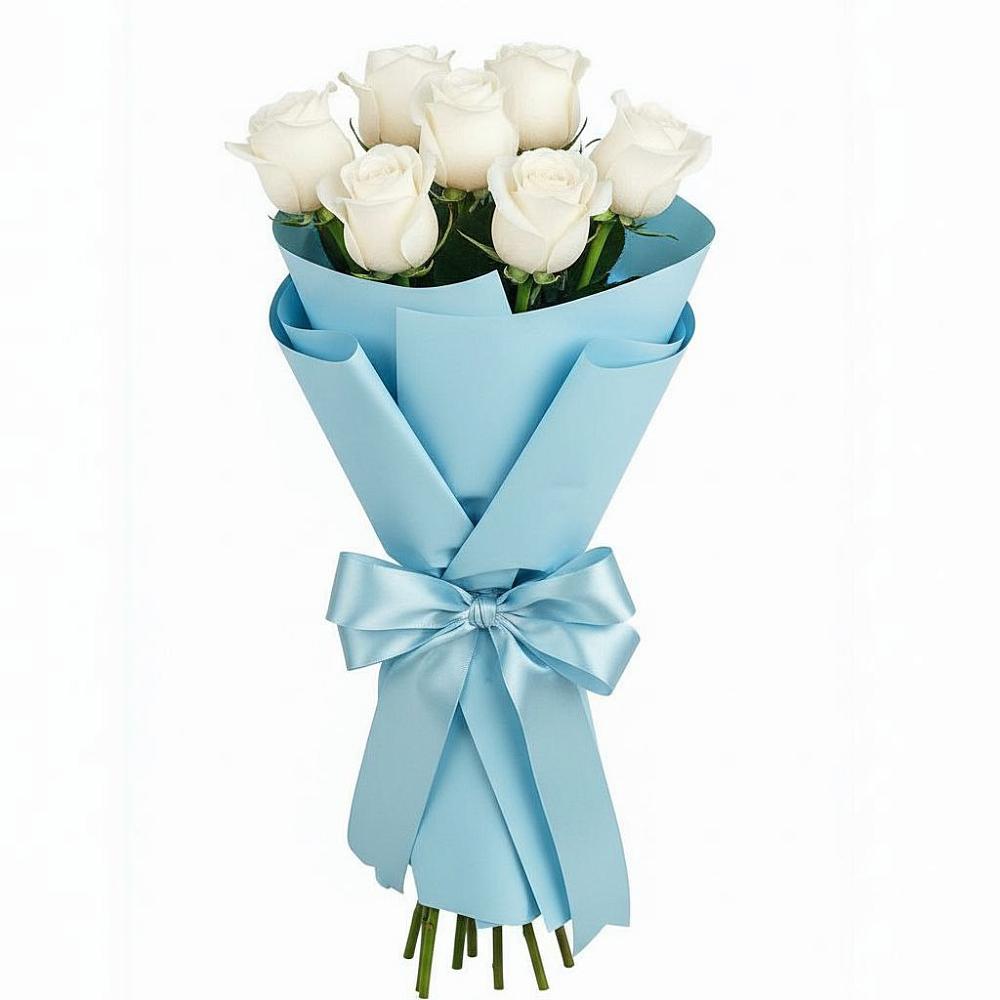 Букет 7 белых роз Проуд в Маришкино