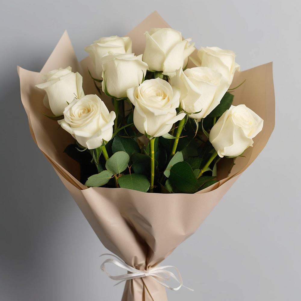 Букет 9 Белых роз Эдлесс Лав в Маришкино