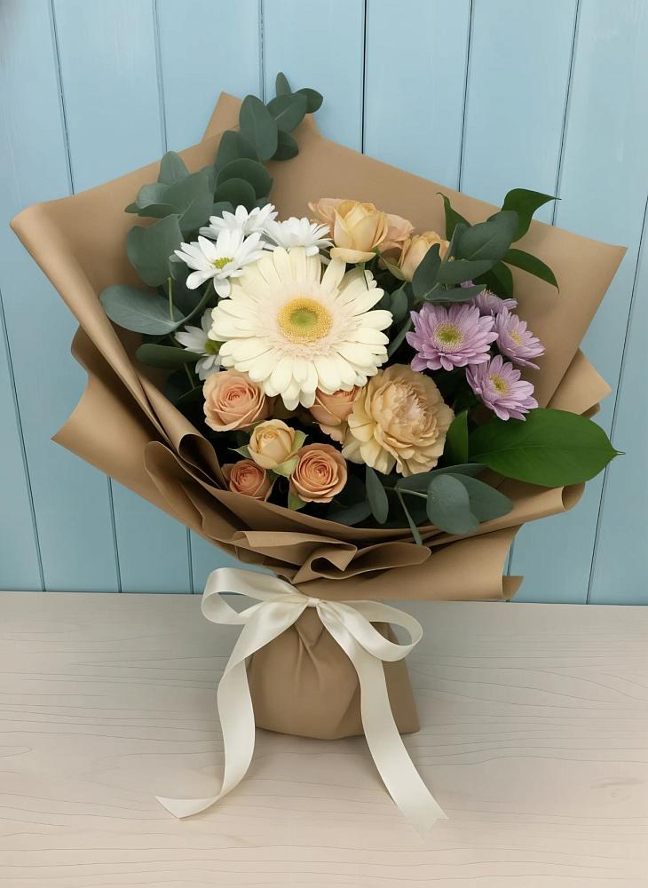 Букет цветов из: Герберы и Хризантемы в Маришкино