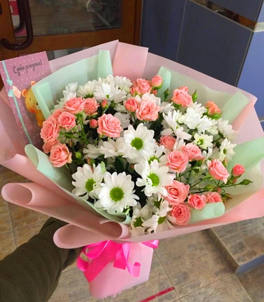 Букет цветов из: Розы и Хризантемы в Маришкино