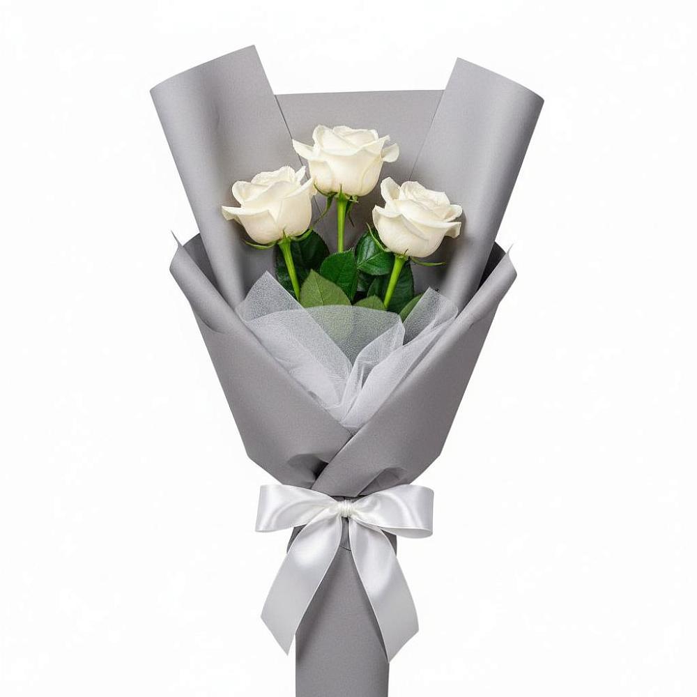 Букет 3 белые розы в Маришкино