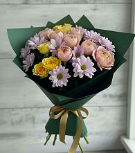 Букет цветов из:  Хризантемы и Розы в Маришкино