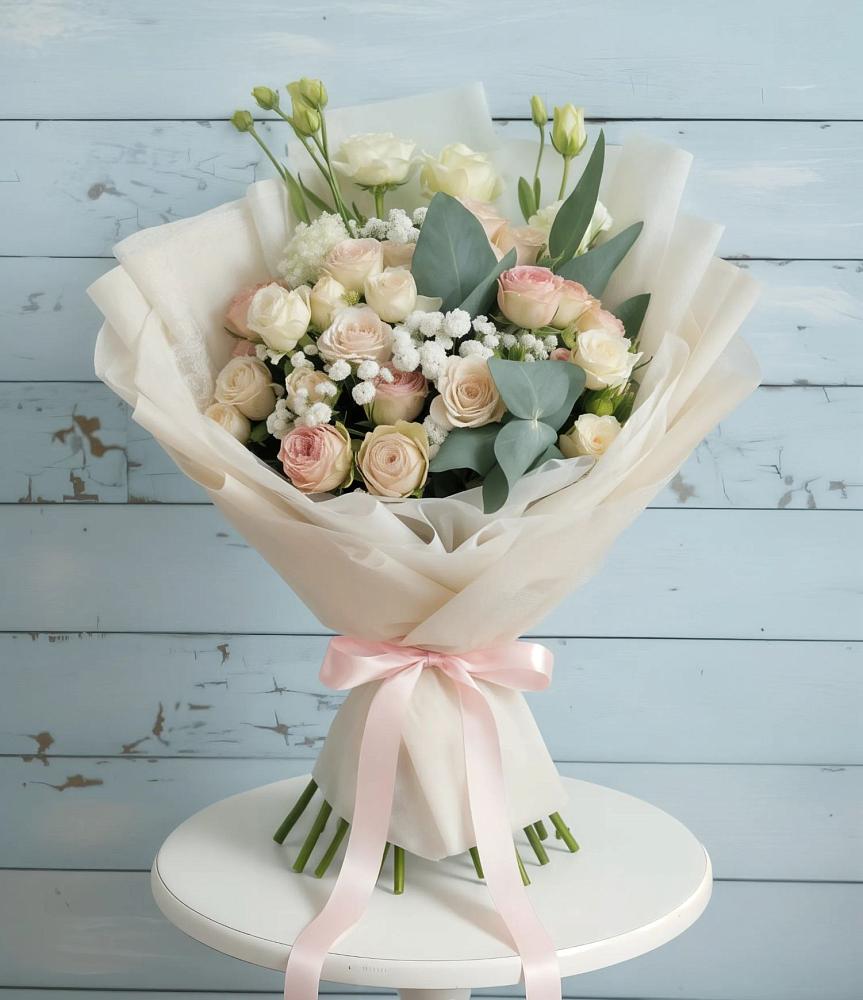 Букет цветов из: Розы и Лизиантусы в Маришкино