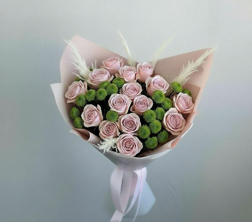 Букет цветов из: Розы и Хризантемы в Маришкино