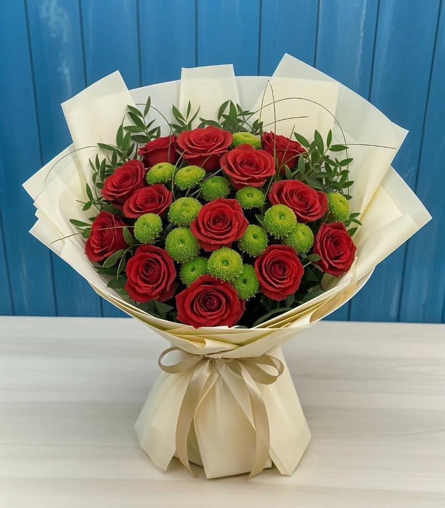 Букет цветов из: Розы и Хризантемы в Маришкино